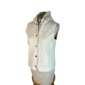 Jones New York Faux Fleece Lined Camel Vest Hooded